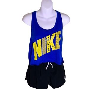 Nike | Blue and Yellow Cropped Muscle Tank S